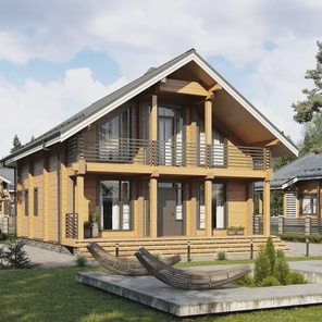 ДОМ ИЗ БРУСА ДВУХЭТАЖНЫЙ (01)