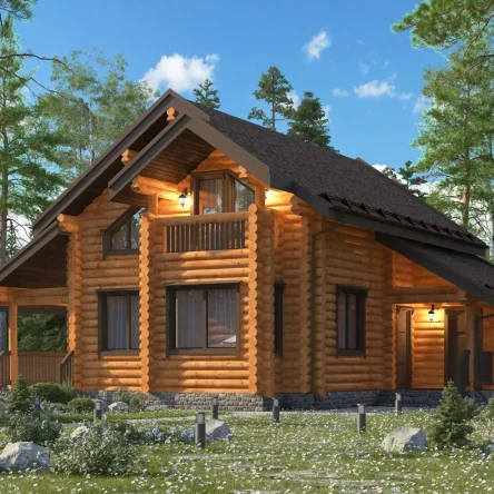 ДОМ ИЗ БРЕВНА ДВУХЭТАЖНЫЙ (01)
